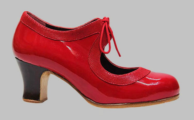 Zapato de baile flamenco profesional charol rojo