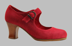 Chaussure de danse flamenco professionnelle en daim rouge