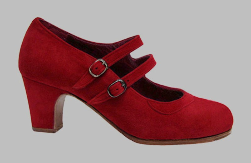 Zapato de baile flamenco profesional ante rojo