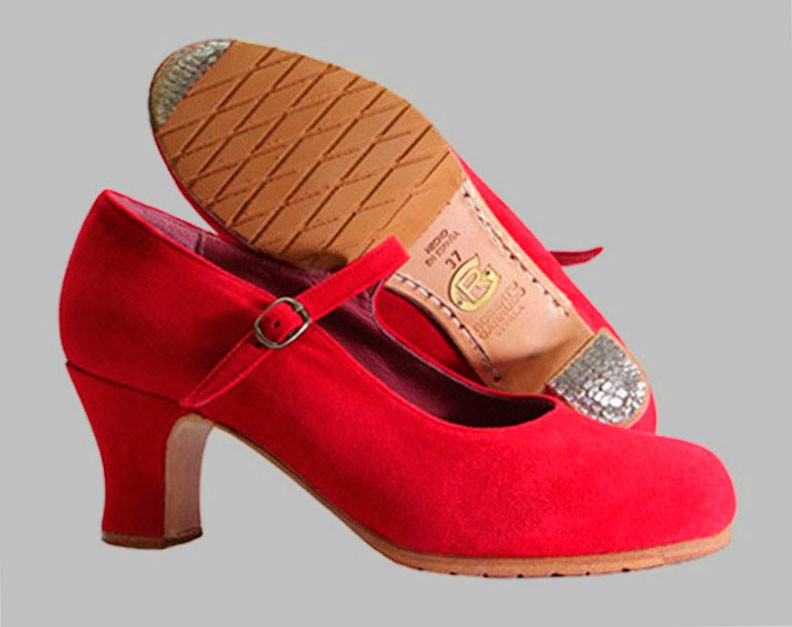 Chaussure de danse flamenco professionnelle en daim rouge