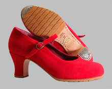 Chaussure de danse flamenco professionnelle en daim rouge