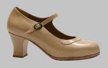 Zapato de baile flamenco profesional piel beige