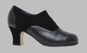 Chaussure de danse flamenco professionnelle en daim noir et cuir