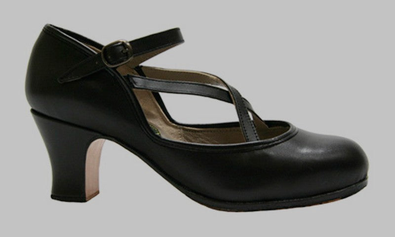 Chaussure de danse flamenco professionnelle, cuir noir