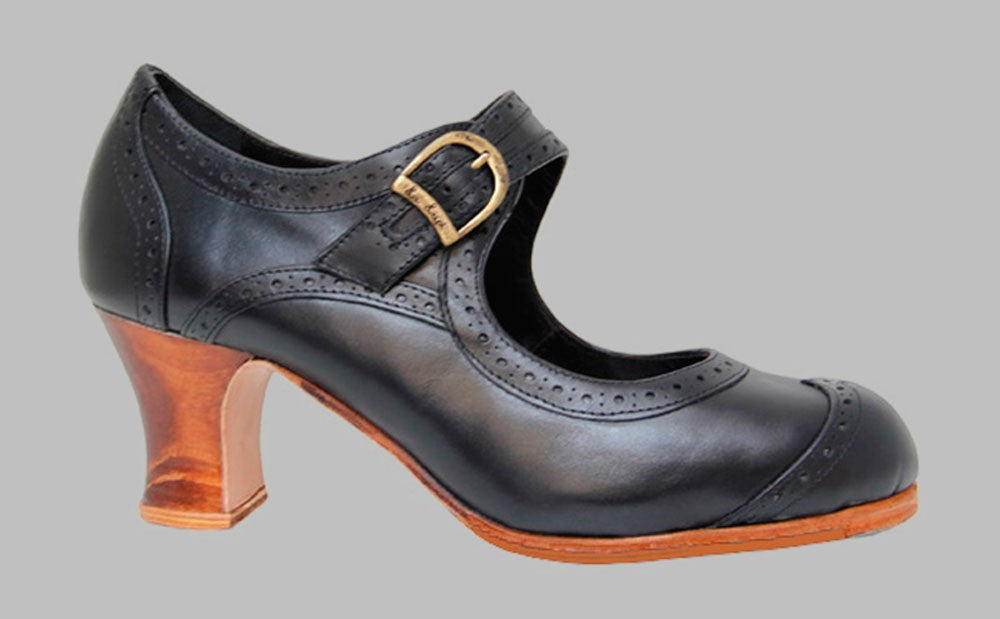 Professional flamenco dance shoe, black leather – Zapatos de Baile