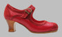 Chaussure de danse flamenco professionnelle combinée cuir rouge et fantaisie