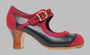 Chaussure de danse flamenco professionnelle en cuir noir et rouge