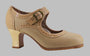Zapato de baile flamenco profesional combinado piel beige y charol