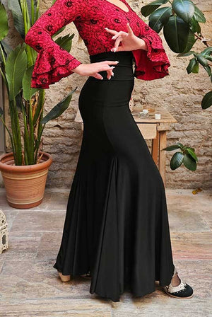 Falda Flamenco Negra Ceñida con Fajín
