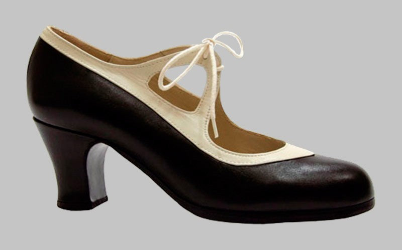 Professional Flamenco Dance Shoe Combined Black and Beige