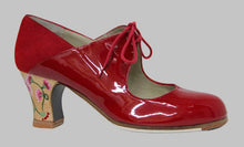 Zapato de baile flamenco profesional charol y ante rojo