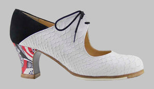 Chaussure de danse flamenco professionnelle combinée noir et blanc