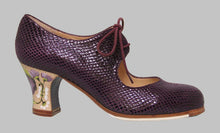 Zapato De Baile Flamenco Profesional Fantasía Serpiente color Vino