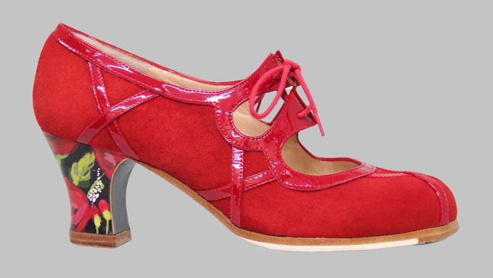 Zapato de Baile FLamenco Profesional Combinado Ante y charol