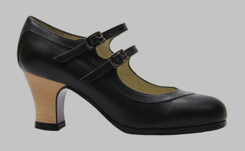 Chaussure de danse flamenco professionnelle en cuir noir