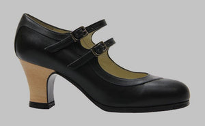Chaussure de danse flamenco professionnelle en cuir noir