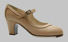 Chaussure de danse flamenco professionnelle en cuir beige
