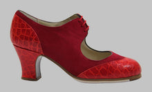 Chaussure de danse flamenco professionnelle en daim et cuir rouge