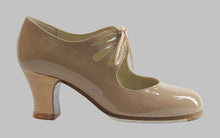 Chaussure de danse flamenco professionnelle en cuir verni beige
