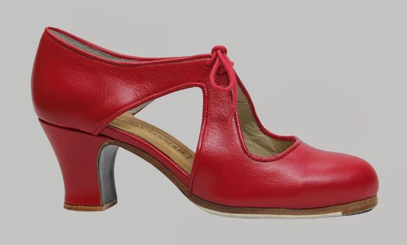 Chaussure de danse flamenco professionnelle en cuir rouge