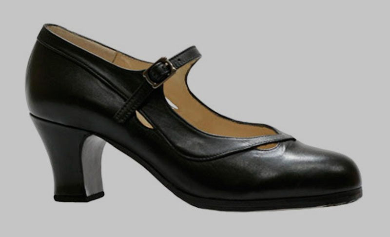 Chaussure de danse flamenco professionnelle en cuir noir