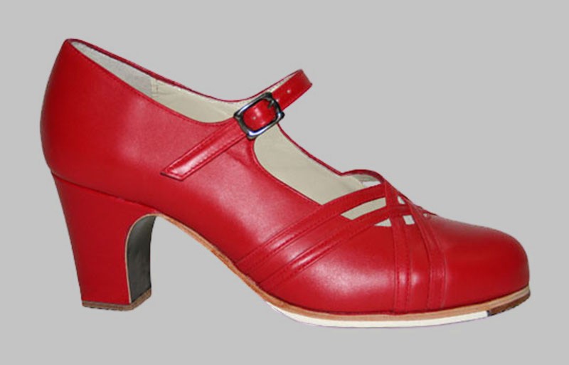 Chaussure de danse flamenco professionnelle en cuir rouge