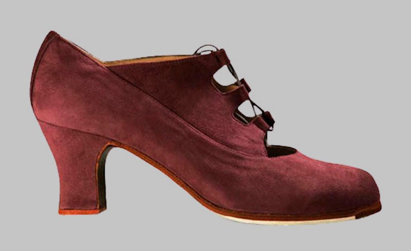 Chaussure de danse flamenco professionnelle en daim bordeaux