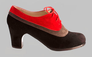 Chaussure de danse flamenco professionnelle en daim tricolore