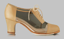 Chaussure de danse flamenco professionnelle en cuir beige