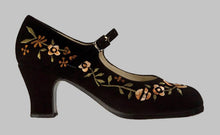 Chaussure de danse flamenco professionnelle en daim noir brodé