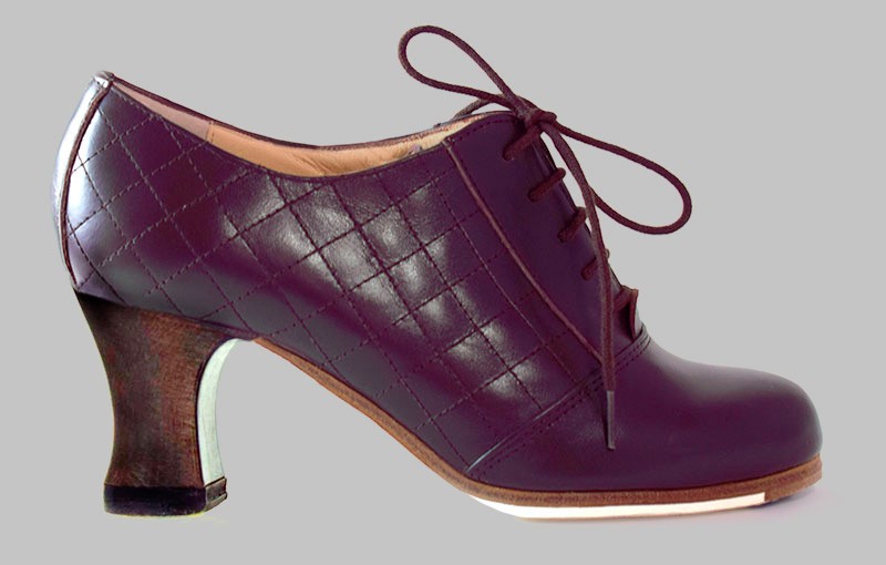 Chaussure de danse flamenco professionnelle, cuir (violet), lacets