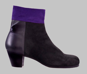 Bota de Baile Flamenco Profesional Combinada Piel y Ante Negra