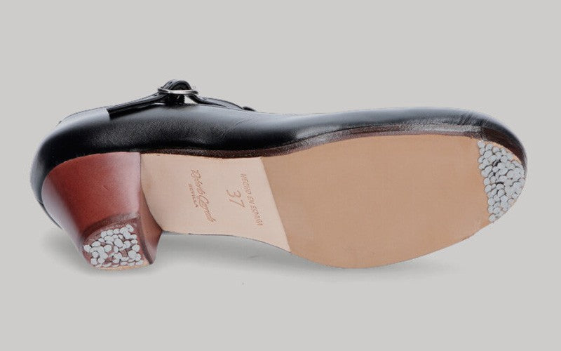 Zapato de Baile Flamenco Profesional con Hebilla Piel Negro
