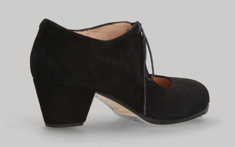 Chaussure de danse flamenco semi-professionnelle, daim noir, talon cubain