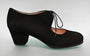 Zapato de baile flamenco semiprofesional ante negro tacón cubano