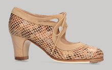 Zapato de baile Flamenco Profesional Piel Fantasía Serpiente con Cordones