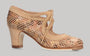 Professional flamenco dance shoe in fantasy snakeskin with laces