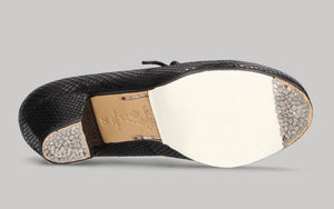 Chaussure de danse flamenco professionnelle en peau de serpent noire avec lacets