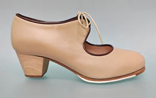 Zapato de baile Flamenco Profesional Piel Beige con Cordones