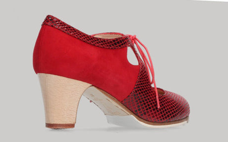 Zapato de baile Flamenco Profesional Piel Fantasía Serpiente con Cordones