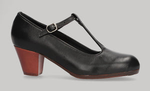 Zapato de Baile Flamenco Profesional con Hebilla Piel Negro