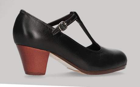 Zapato de Baile Flamenco Profesional con Hebilla Piel Negro