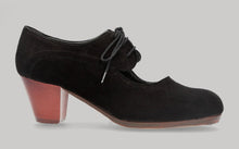 Zapato de baile flamenco profesional ante negro y cordones