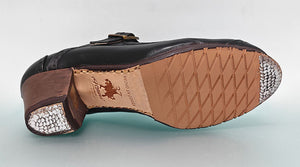 Chaussure de danse flamenco professionnelle en cuir noir et talon cubain