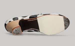 Chaussure de danse flamenco professionnelle à lacets blancs et pois noirs 