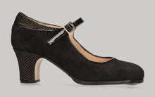 Robe de danse flamenco professionnelle combinée en daim noir et fantaisie avec boucle