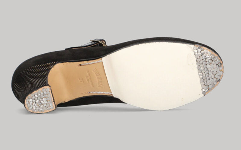 Robe de danse flamenco professionnelle combinée en daim noir et fantaisie avec boucle