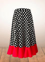 Black flamenco skirt for girls with white polka dots and a red ruffle