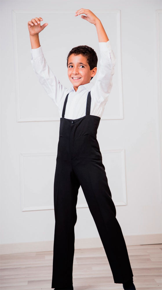 Black Flamenco Pants for Boys with Elastic Suspenders