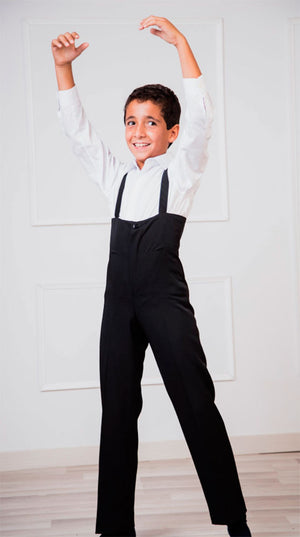 Black Flamenco Pants for Boys with Elastic Suspenders